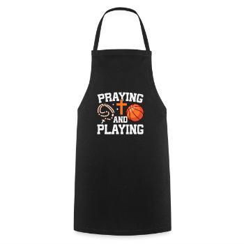 Basketteur en prière – entraîneur religieux - Tablier de cuisine - noir - Devant - AI Model Male 185 dark (185cm)