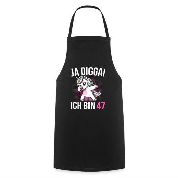 47th Birthday Women's Unicorn Gift - Cooking Apron - black - Front - AI Model Male 185 dark (185cm)