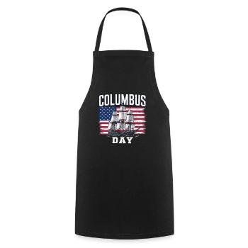 Columbus Day Christophe Colomb Italo-Américain - Tablier de cuisine - noir - Devant - AI Model Male 185 dark (185cm)