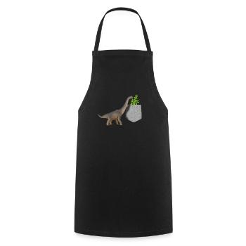 Brachiosaure Cherchant Des Feuilles Dans Une Fausse Poche - Tablier de cuisine - noir - Devant - AI Model Male 185 dark (185cm)