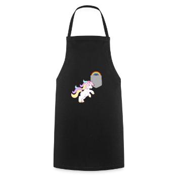 Einhorn, das den Regenbogen in Ihrer falschen Tasche erreicht Lustig - Kochschürze - Schwarz - Vorne - AI Model Male 185 dark (185cm)