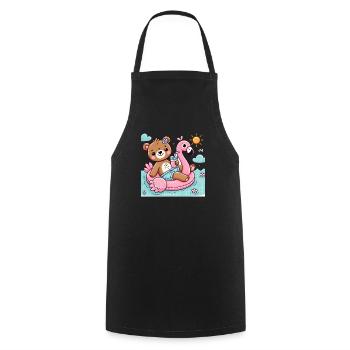 Süßer Bär mit Flamingo - Kochschürze - Schwarz - Vorne - AI Model Male 185 dark (185cm)