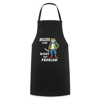 FROG KNIVES ARE NOT THE PROBLEM - Cooking Apron - black - Front - AI Model Male 185 dark (185cm)
