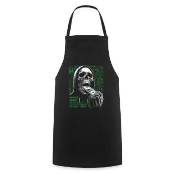 Hacker Skull Eating Dollar - Anarchie et corruption - Tablier de cuisine - noir - Devant - AI Model Male 185 dark (185cm)