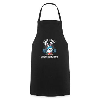 hare today strong tomorrow Funny Bunnies Fitness - Cooking Apron - black - Front - AI Model Male 185 dark (185cm)