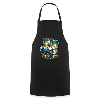 Boxeur ukrainien Boxeur patriotique - Tablier de cuisine - noir - Devant - AI Model Male 185 dark (185cm)