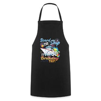 Celebrating 50th Birthday with a Cruise Adventure - Cooking Apron - black - Front - AI Model Male 185 dark (185cm)