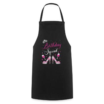 Birthday Squad Glamorous High Heels and Wine Desig - Cooking Apron - black - Front - AI Model Male 185 dark (185cm)