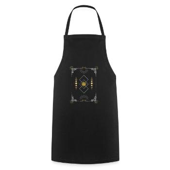 Conception astrologique du zodiaque en osier - Tablier de cuisine - noir - Devant - AI Model Male 185 dark (185cm)