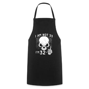 I Am 32 Plus Middle Finger - 33rd Birthday - Cooking Apron - black - Front - AI Model Male 185 dark (185cm)