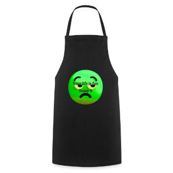 Life is fun - Cooking Apron - black - Front - AI Model Male 185 dark (185cm)