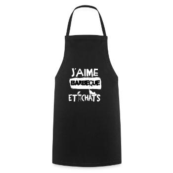 j'aime barbecue et chats - Tablier de cuisine - noir - Devant - AI Model Male 185 dark (185cm)