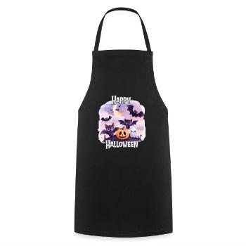 Halloween – Joyeux Halloween Chauves-souris mignonnes - Tablier de cuisine - noir - Devant - AI Model Male 185 dark (185cm)