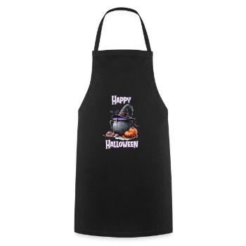 Halloween – Happy Halloween, Witch’s Kitchen, Chaudron de la sorcière - Tablier de cuisine - noir - Devant - AI Model Male 185 dark (185cm)