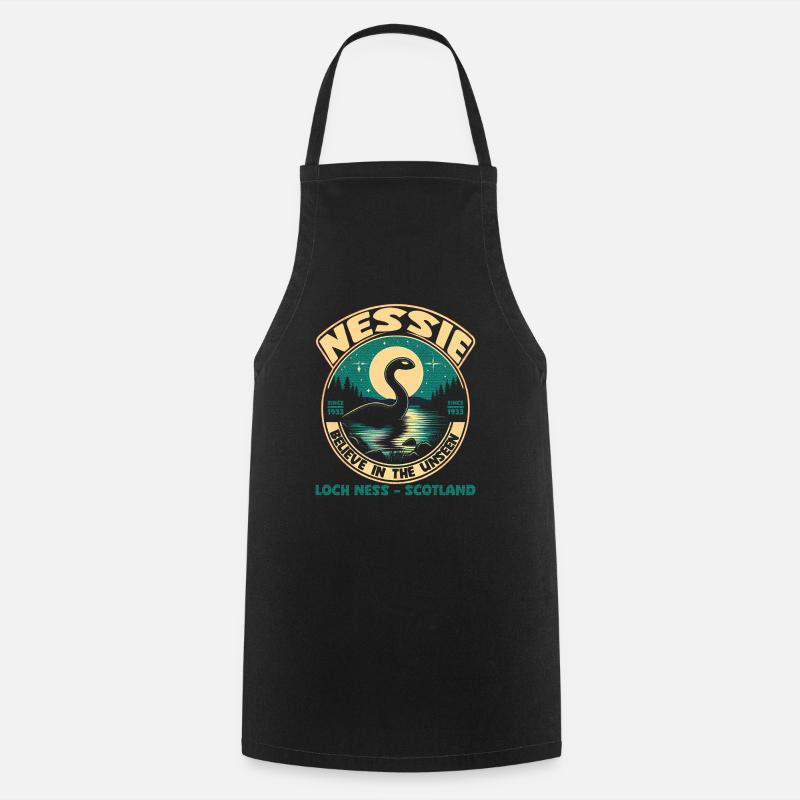 Monstre du Loch Ness 1933 Cryptide légendaire Écosse - Tablier de cuisine - noir
