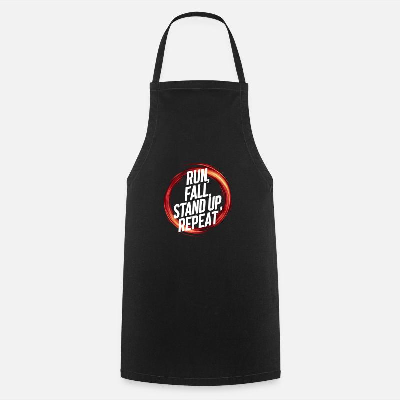 courir tomber debout répéter - Tablier de cuisine - noir