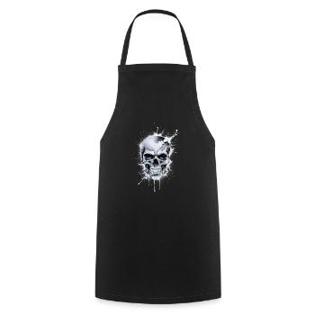 Skull with white color - Cooking Apron - black - Front - AI Model Male 185 dark (185cm)