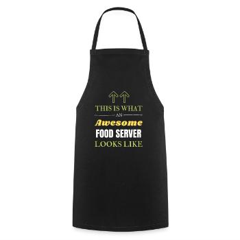 So sieht ein fantastischer Food-Server aus - Kochschürze - Schwarz - Vorne - AI Model Male 185 dark (185cm)