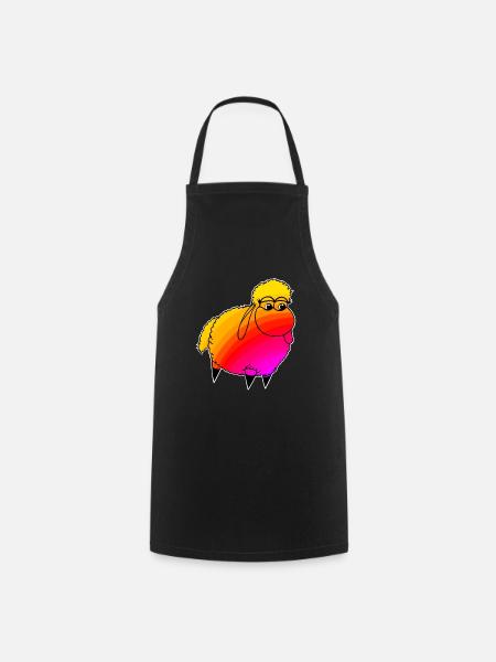 Wolly Sheepling Rainbow Retro wave Gaming - Kochschürze - Schwarz