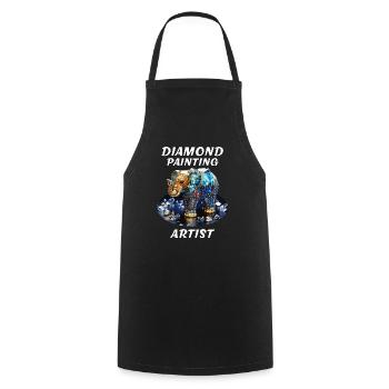 DIAMOND ELEPHANT DIAMOND PAINTING ARTIST - Cooking Apron - black - Front - AI Model Male 185 dark (185cm)