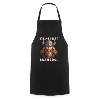 COEUR VIKING ÂME BARBUE - Tablier de cuisine - noir - Devant - AI Model Male 185 dark (185cm)