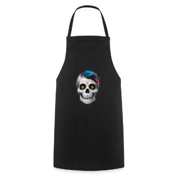 Le Jour des morts / Dia de los muertos / Crâne de sucre - Tablier de cuisine - noir - Devant - AI Model Male 185 dark (185cm)