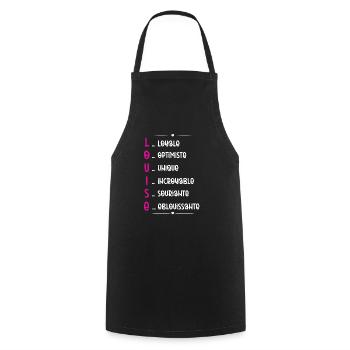 Cadeau Louise - Qualités Personnalisées - Tablier de cuisine - noir - Devant - AI Model Male 185 dark (185cm)