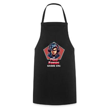 Gamer Gaming Play Focus – Game On! - Cooking Apron - black - Front - AI Model Male 185 dark (185cm)
