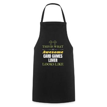 This is what an awesome Card games lover looks lik - Cooking Apron - black - Front - AI Model Male 185 dark (185cm)