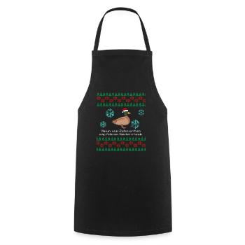 Drôle de dicton avec un canard tricoté de Noël laid - Tablier de cuisine - noir - Devant - AI Model Male 185 dark (185cm)