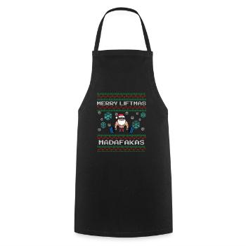Merry Liftma's Funny Saying with Ugly Christmas - Cooking Apron - black - Front - AI Model Male 185 dark (185cm)