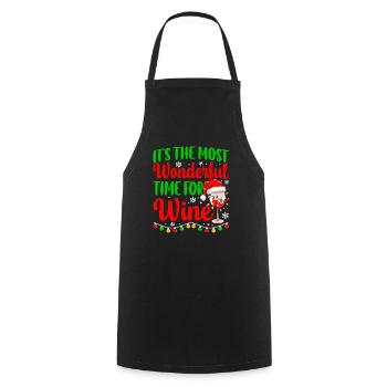 It's The Most Wonderful Time For Wine Christmas S - Kochschürze - Schwarz - Vorne - AI Model Male 185 dark (185cm)