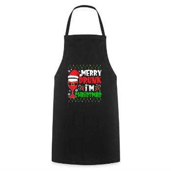 Merry Drunk I'm Christmas Wine Beer Spirit - Kochschürze - Schwarz - Vorne - AI Model Male 185 dark (185cm)