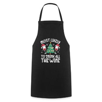 Most Likely To Drink All The Wine Christmas Drinki - Kochschürze - Schwarz - Vorne - AI Model Male 185 dark (185cm)