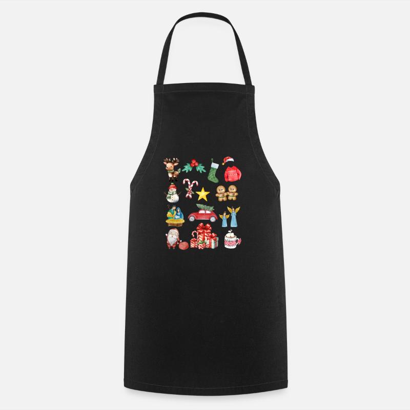 Symboles de Noël - Tablier de cuisine - noir