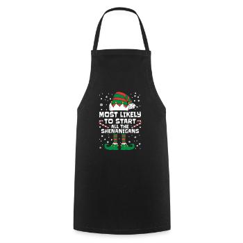 Most Likely To Start All The Shenanigans Christmas - Cooking Apron - black - Front - AI Model Male 185 dark (185cm)