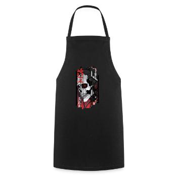 Cyborg black kanji skull - Cooking Apron - black - Front - AI Model Male 185 dark (185cm)