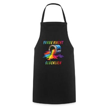 PAINT CAN: COLOUR MAKES YOU HAPPY - Cooking Apron - black - Front - AI Model Male 185 dark (185cm)
