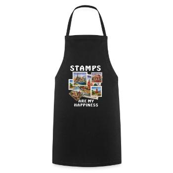 STAMPS ARE MY HAPPINESS - Cooking Apron - black - Front - AI Model Male 185 dark (185cm)