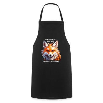 A CUNNING FOX DOESN'T LIKE NAZIS - Cooking Apron - black - Front - AI Model Male 185 dark (185cm)