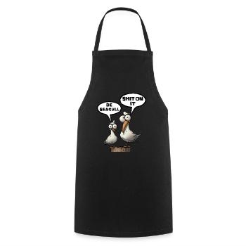 The Bäädden Seagulls - Be Seagull Shit on it Gift - Cooking Apron - black - Front - AI Model Male 185 dark (185cm)