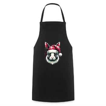 Polygone Art Lapin Portant Un Chapeau De Père Noël Original - Tablier de cuisine - noir - Devant - AI Model Male 185 dark (185cm)
