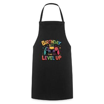 Birthday Boy Time to Level Up Birthday Gamer Boys - Cooking Apron - black - Front - AI Model Male 185 dark (185cm)