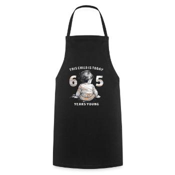 Child 65. Birthday - Cooking Apron - black - Front - AI Model Male 185 dark (185cm)