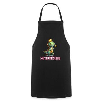 Mignon bébé dinosaure T-Rex Joyeux Noël - Tablier de cuisine - noir - Devant - AI Model Male 185 dark (185cm)