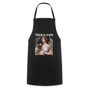 Frau TOGA is truth - Kochschürze - Schwarz - Vorne - AI Model Male 185 dark (185cm)