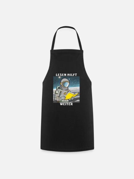 ASTRONAUT BUCH LESEN HILFT WEITER - Kochschürze - Schwarz