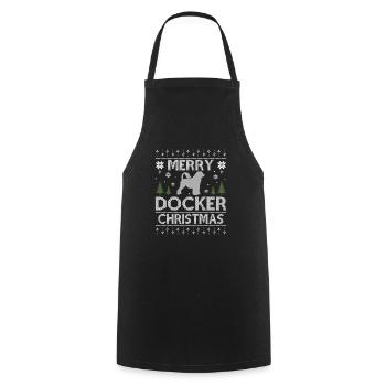Merry Docker Christmas Dogs Ugly Christmas Dogs - Tablier de cuisine - noir - Devant - AI Model Male 185 dark (185cm)