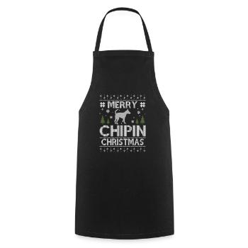Merry Chip Christmas Dogs Ugly Christmas Dogs - Tablier de cuisine - noir - Devant - AI Model Male 185 dark (185cm)