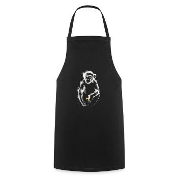 Singe mangeant de la banane / Singe - Tablier de cuisine - noir - Devant - AI Model Male 185 dark (185cm)